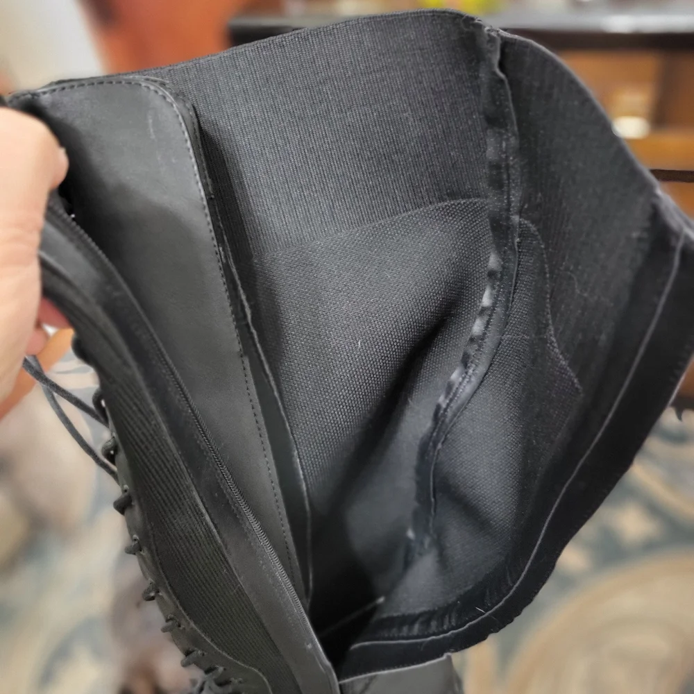 Black Lace-Up Knee-High Combat Boots NWOT - Picture 6 of 8